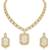 Gold plated classic square motif necklace set with earrings for women (ij404w)