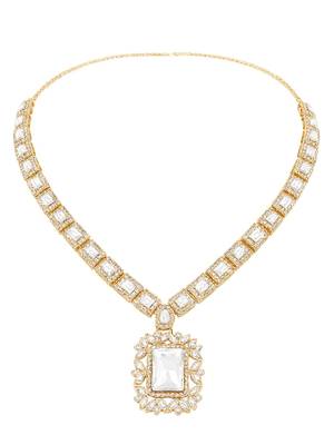 Gold plated classic square motif necklace set with earrings for women (ij404w) 3