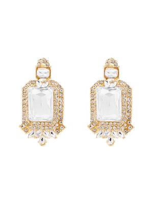 Gold plated classic square motif necklace set with earrings for women (ij404w) 4