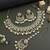 Gold plated traditional floral kundan pearl choker necklace jewelry earrings & maang tikka set for women (white)