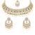 Gold plated traditional floral kundan pearl choker necklace jewelry earrings & maang tikka set for women (white)