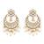 Gold plated traditional floral kundan pearl choker necklace jewelry earrings & maang tikka set for women (white)