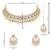 Gold plated traditional floral kundan pearl choker necklace jewelry earrings & maang tikka set for women (white)
