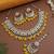 Gold plated traditional floral kundan pearl choker necklace jewelry earrings & maang tikka set for women (yellow)