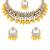 Gold plated traditional floral kundan pearl choker necklace jewelry earrings & maang tikka set for women (yellow)