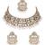 Gold plated traditional kundan & pearl drop choker necklace jewellery & dangle earrings set for women (k7289w)