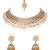 Gold plated traditional kundan pearl choker necklace with earrings & maang tikka for women (k7307w)