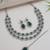 Silver plated stylish design crystal diamond oval shape necklace with earrings & maang tikka jewellery set for women