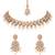Gold plated traditional kundan pearl choker necklace with earrings & maang tikka for women (k7308w)