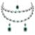 Silver plated stylish design crystal diamond oval shape necklace with earrings & maang tikka jewellery set for women