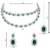Silver plated stylish design crystal diamond oval shape necklace with earrings & maang tikka jewellery set for women