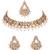 Gold plated traditional kundan pearl choker necklace with earrings & maang tikka jewellery set for women (k7309w)