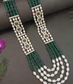 4 layered traditional gold plated dulha moti mala with beaded maharaja haar/groom necklace for men (mlp71g)