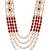 4 layered traditional gold plated dulha moti mala with beaded maharaja haar/groom necklace for men (maroon)