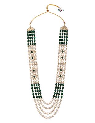 4 layered traditional gold plated dulha moti mala with beaded maharaja haar/groom necklace for men (mlp71g) 3