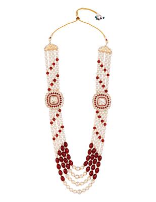 4 layered traditional gold plated dulha moti mala with beaded maharaja haar/groom necklace for men (mlp70m) 3