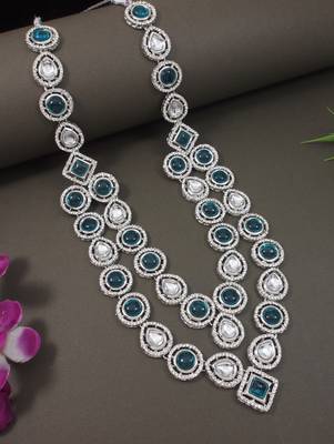 Traditional layered necklace with blue stone detailing for groom/dulha men (mlp68zg) 1
