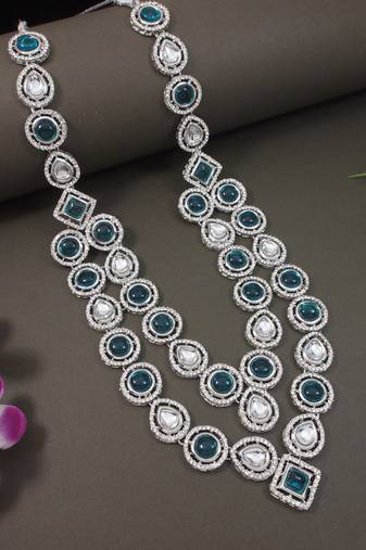 Traditional layered necklace with blue stone detailing for groom/dulha men (mlp68zg)