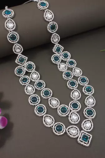 Traditional layered necklace with blue stone detailing for groom/dulha men (mlp68zg)