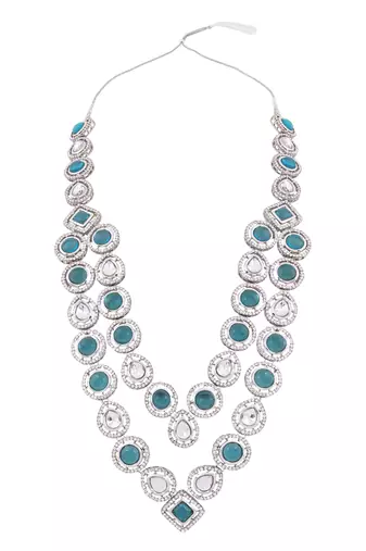 Traditional layered necklace with blue stone detailing for groom/dulha men (mlp68zg)