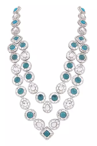 Traditional layered necklace with blue stone detailing for groom/dulha men (mlp68zg)