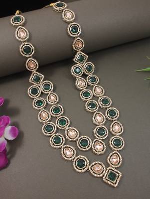 Traditional layered green stone necklace for men groom/dulha (mlp68g) 1