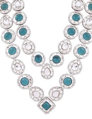 Traditional layered necklace with blue stone detailing for groom/dulha men (mlp68zg) 4