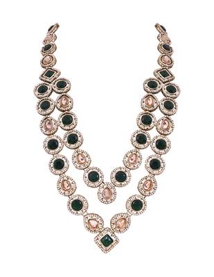 Traditional layered green stone necklace for men groom/dulha (mlp68g) 2