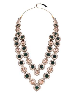 Traditional layered green stone necklace for men groom/dulha (mlp68g) 3