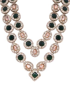 Traditional layered green stone necklace for men groom/dulha (mlp68g) 5