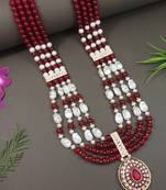 4 layered traditional gold plated dulha moti mala with beaded maharaja haar/groom necklace for men (mlp66m)