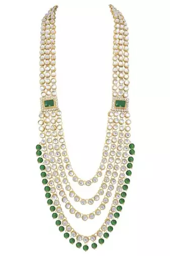5 layered traditional gold plated dulha moti mala with beaded kundan maharaja haar/groom necklace for men (mlp63g)