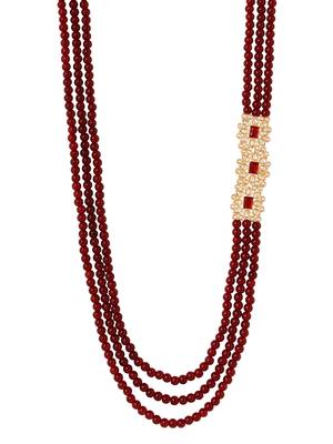 3 layered traditional gold plated dulha moti mala with beaded maharaja haar/groom necklace for men (mlp52m) 3