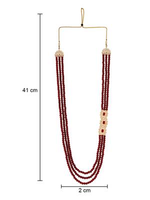 3 layered traditional gold plated dulha moti mala with beaded maharaja haar/groom necklace for men (mlp52m) 4