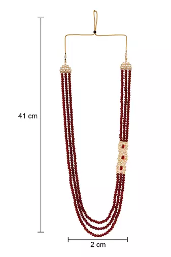 3 layered traditional gold plated dulha moti mala with beaded maharaja haar/groom necklace for men (mlp52m)