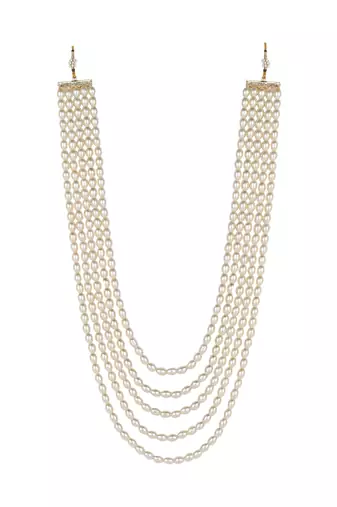 5 layered traditional gold plated dulha moti mala maharaja haar/groom necklace for men (mlp58w)
