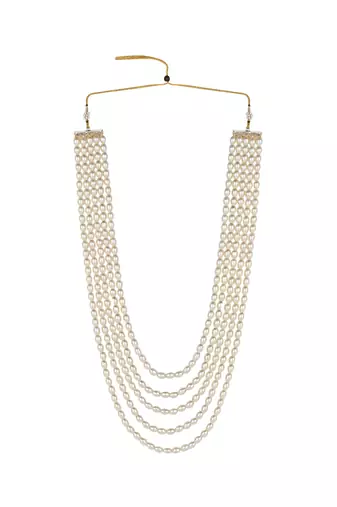 5 layered traditional gold plated dulha moti mala maharaja haar/groom necklace for men (mlp58w)
