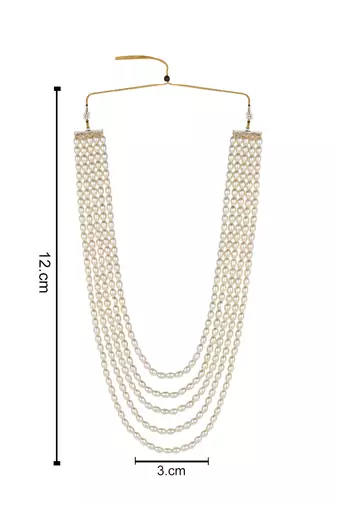 5 layered traditional gold plated dulha moti mala maharaja haar/groom necklace for men (mlp58w)
