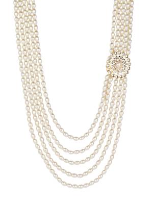 5 layered traditional gold plated dulha moti mala with kundan maharaja haar/groom necklace for men (mlp57w) 4