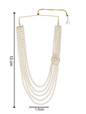 5 layered traditional gold plated dulha moti mala with kundan maharaja haar/groom necklace for men (mlp57w) 5