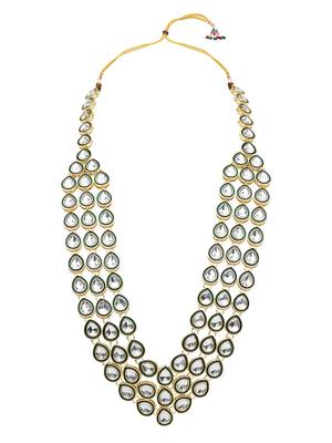3 layered traditional gold plated dulha kundan mala maharaja haar/groom necklace for men (mlp54g) 2