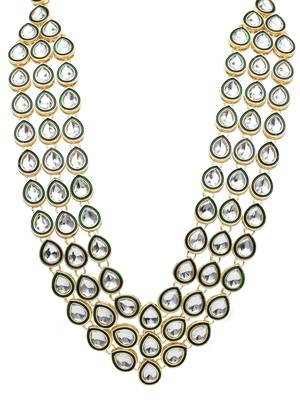 3 layered traditional gold plated dulha kundan mala maharaja haar/groom necklace for men (mlp54g) 3