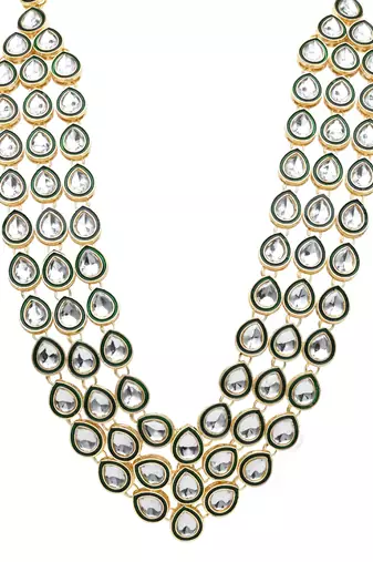 3 layered traditional gold plated dulha kundan mala maharaja haar/groom necklace for men (mlp54g)