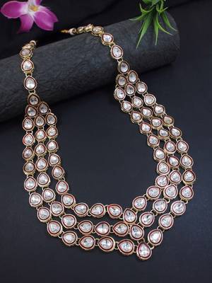 3 layered traditional gold plated dulha kundan mala maharaja haar/groom necklace for men (maroon) 1