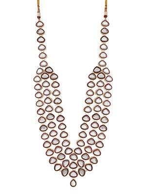 3 layered traditional gold plated dulha kundan mala maharaja haar/groom necklace for men (maroon) 2