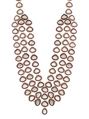 3 layered traditional gold plated dulha kundan mala maharaja haar/groom necklace for men (maroon) 3