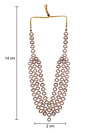 3 layered traditional gold plated dulha kundan mala maharaja haar/groom necklace for men (maroon)