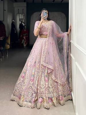 Grace in Every Thread Net Sequins & Embroidered Lehenga Choli 1