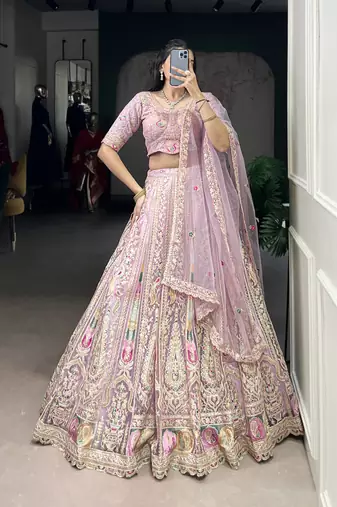 Grace in Every Thread Net Sequins & Embroidered Lehenga Choli