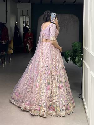 Grace in Every Thread Net Sequins & Embroidered Lehenga Choli 3